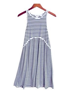 POL Striped Crochet Lace Trim Exposed Zipper A Line Mini Dress Medium